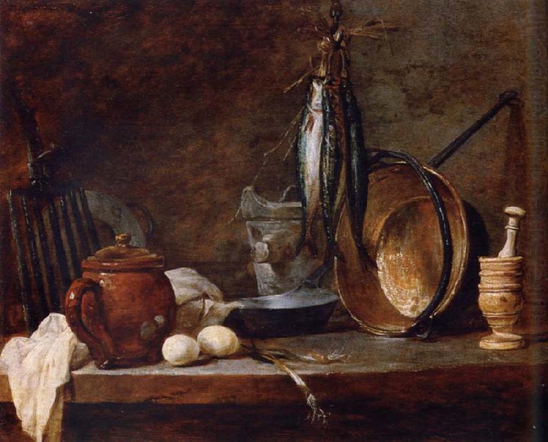 Jean Baptiste Simeon Chardin Lean food with cook utensils oil painting picture